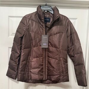 NWT Lands’ End brown silver premium 600 down jacket Small 6-8